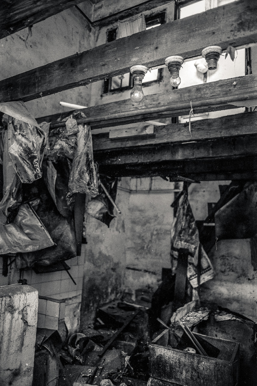 #64 Need a lightbulb? I am not sure what the back story is here, but this is a former kitchen and I like to think they had a traffic light system installed.